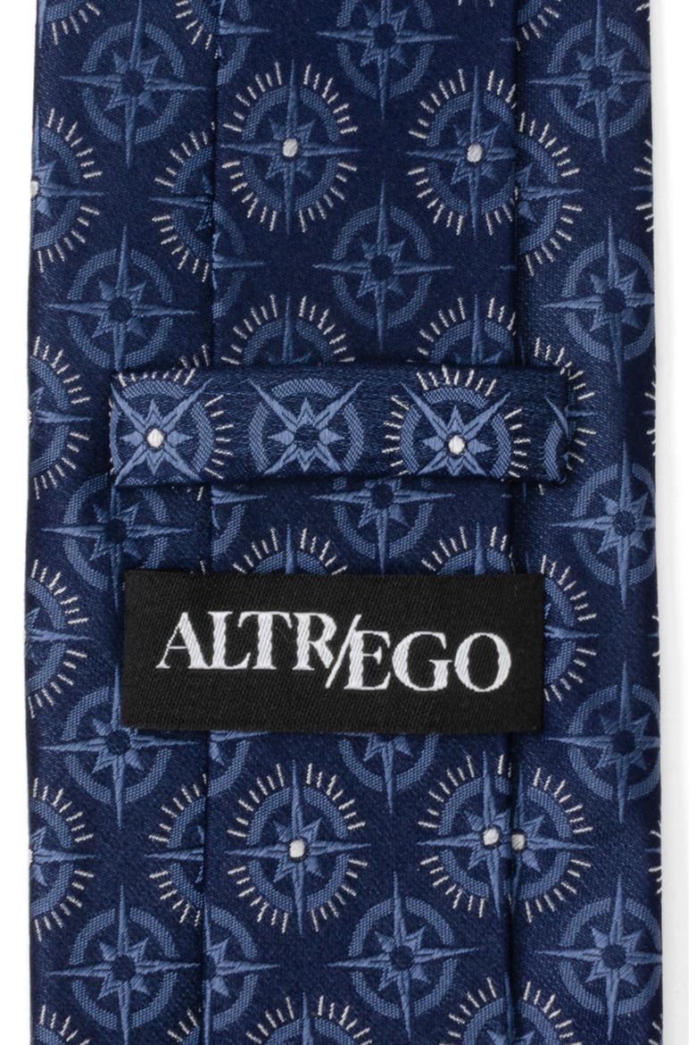Compass Hidden Message Silk Tie, Alternate, color, BLUE