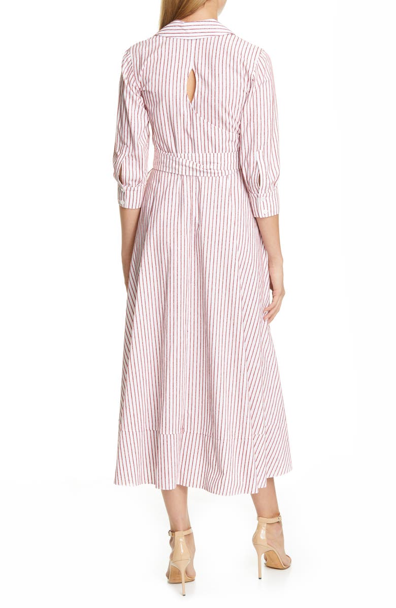 By Any Other Name Velvet Stripe Cotton Midi Wrap Dress, Alternate, color,