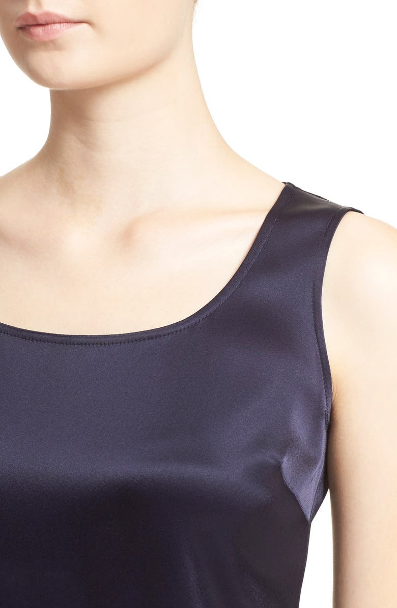 ST. JOHN Collection Liquid Satin Round Neck Shell, Alternate, color, Navy