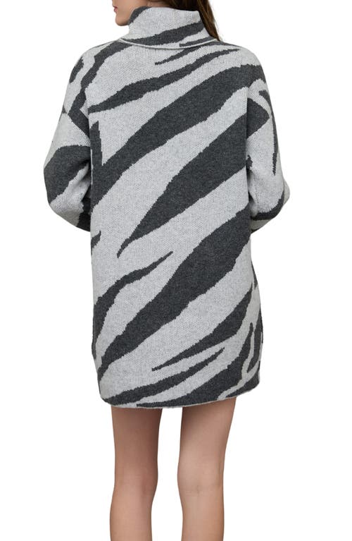Blu Pepper Zebra Stripe Long Sleeve Turtleneck Sweater Dress In Multi