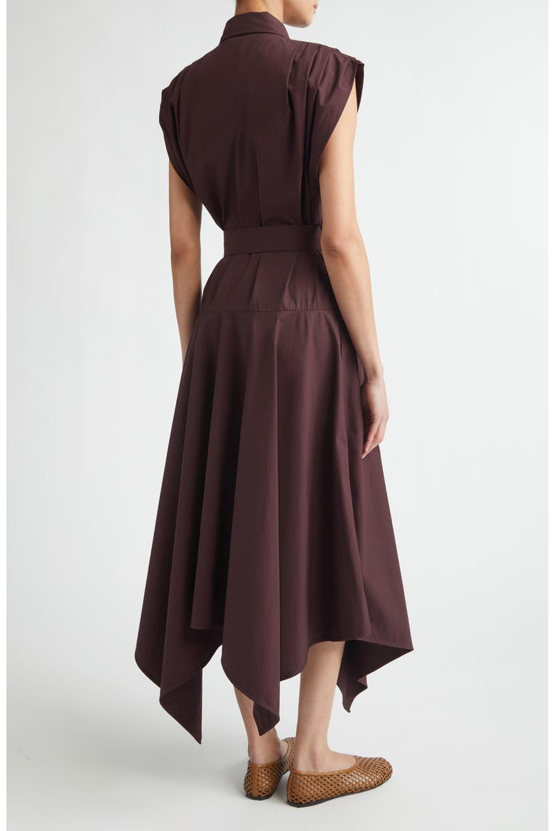 Adinna Pleated Cotton Shirtdress, Alternate, color, AUBERGINE