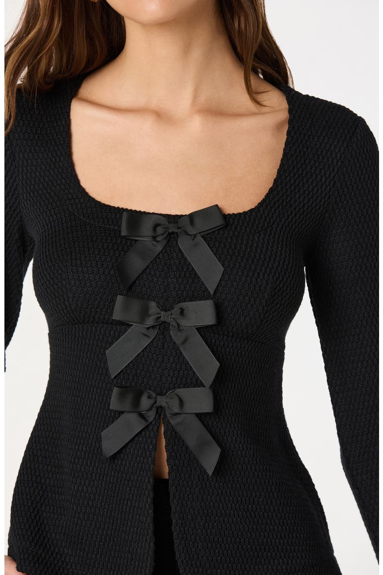 Split Front Bow Top, Alternate, color, BLACK