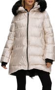 GORSKI Apres-Ski Horizontal Long Coat with Detachable Genuine Shearling Hood Trim