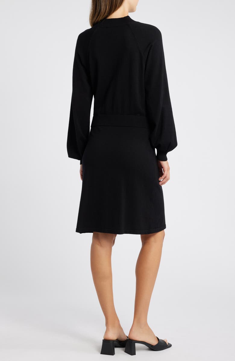 Sam Edelman Two-Piece Look Long Sleeve Sweater Dress, Alternate, color, Black