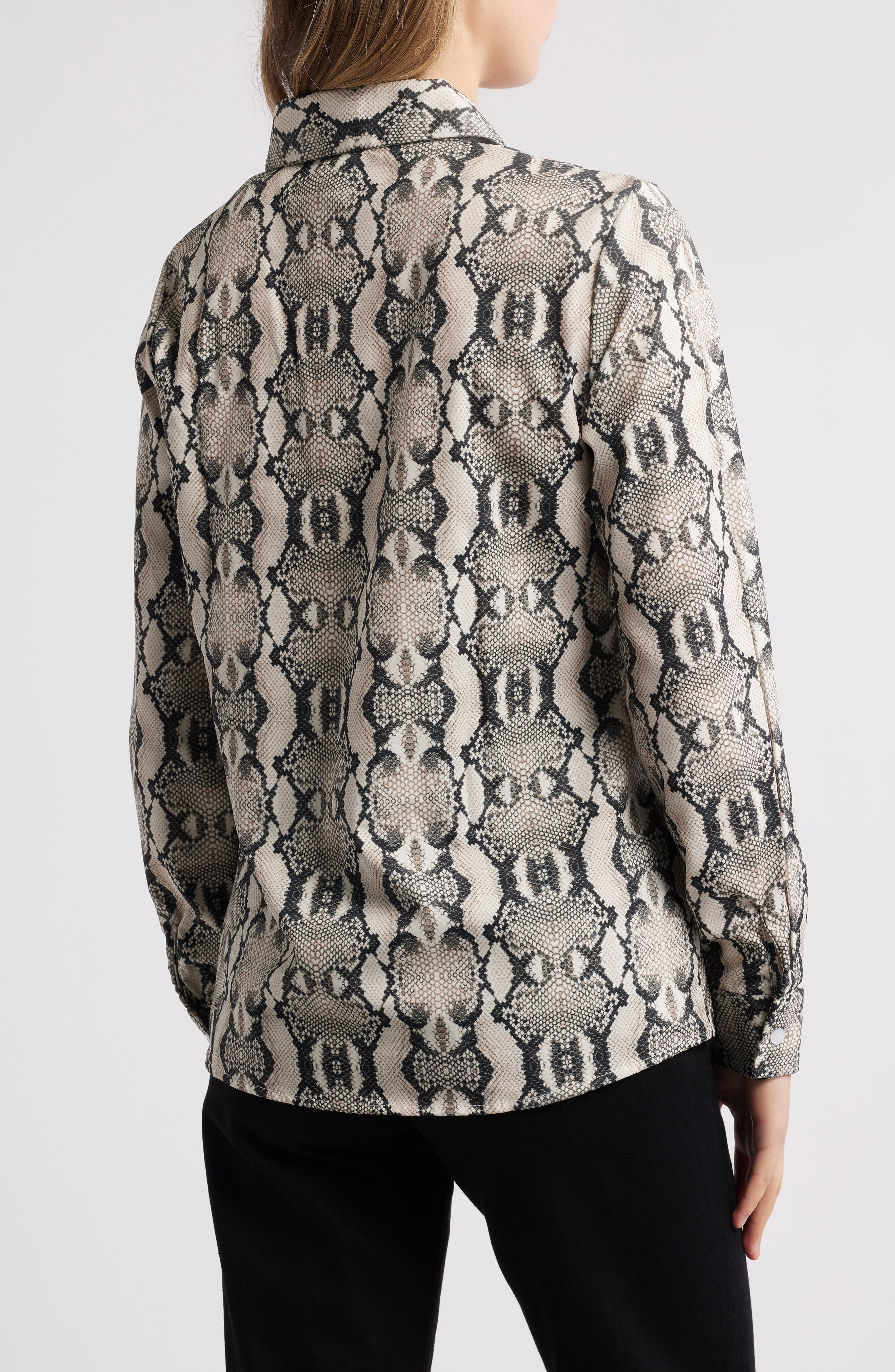 Annika Snakeskin Print Button-Up Shirt - image 2