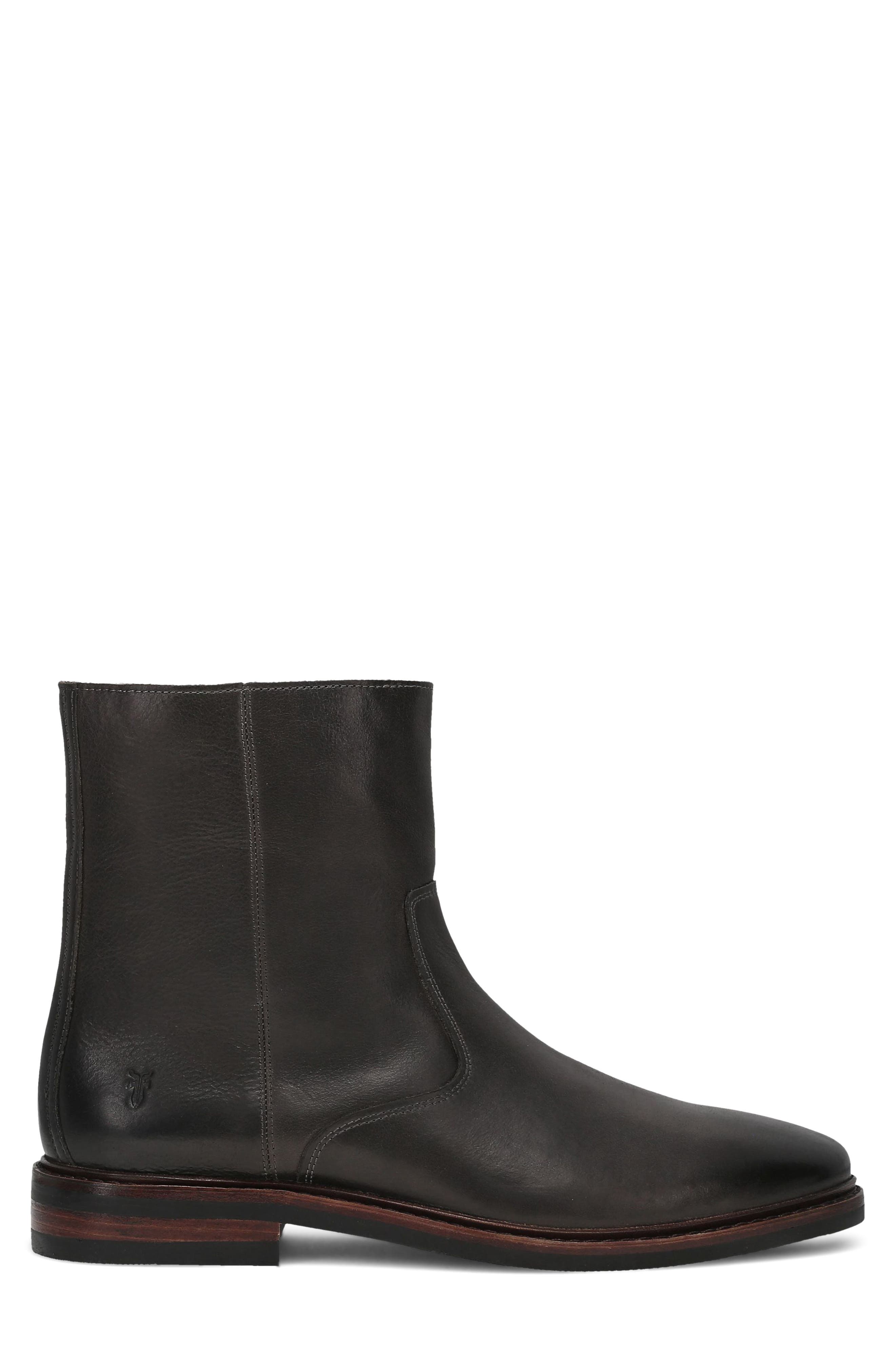 Paul Inside Zip Leather Boot, Alternate, color, GRANITE