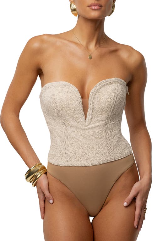 Jluxlabel Serene Coast Strapless Bodysuit E In Neutral