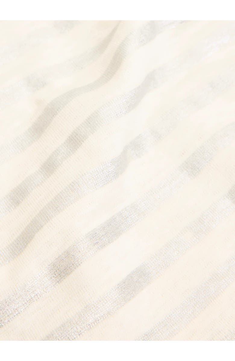 Majestic Filatures Stretch Linen Metallic Stripe 3/4 Sleeve Boatneck Tee, Alternate, color, Silver