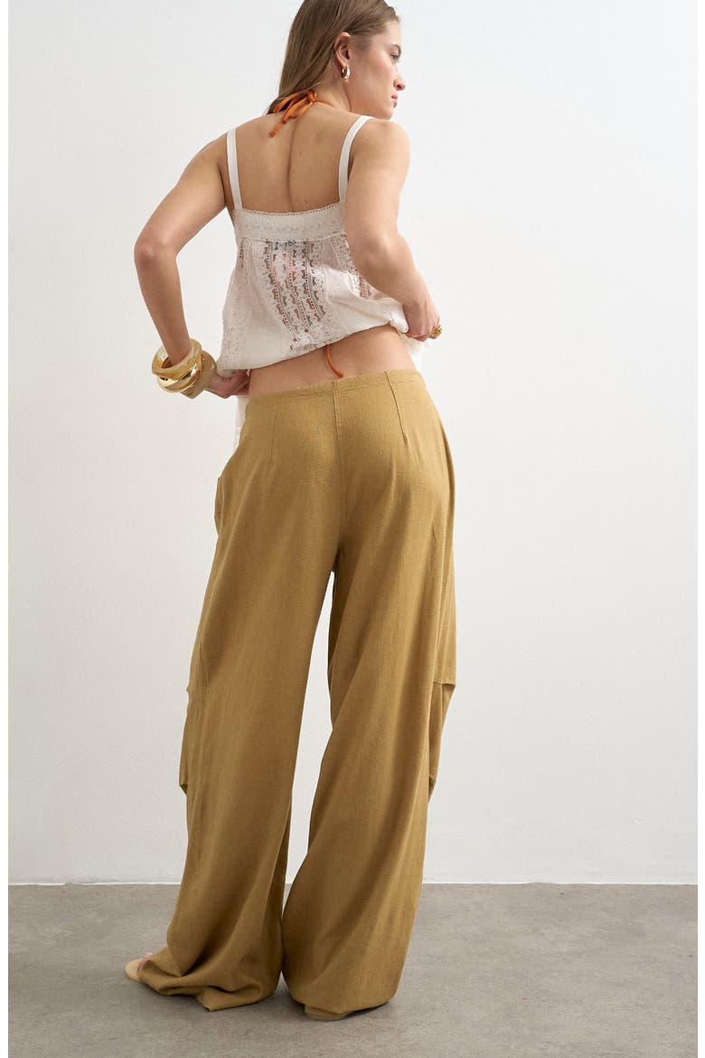 Wide Leg Linen & Cotton Utility Pants, Alternate, color, TAN