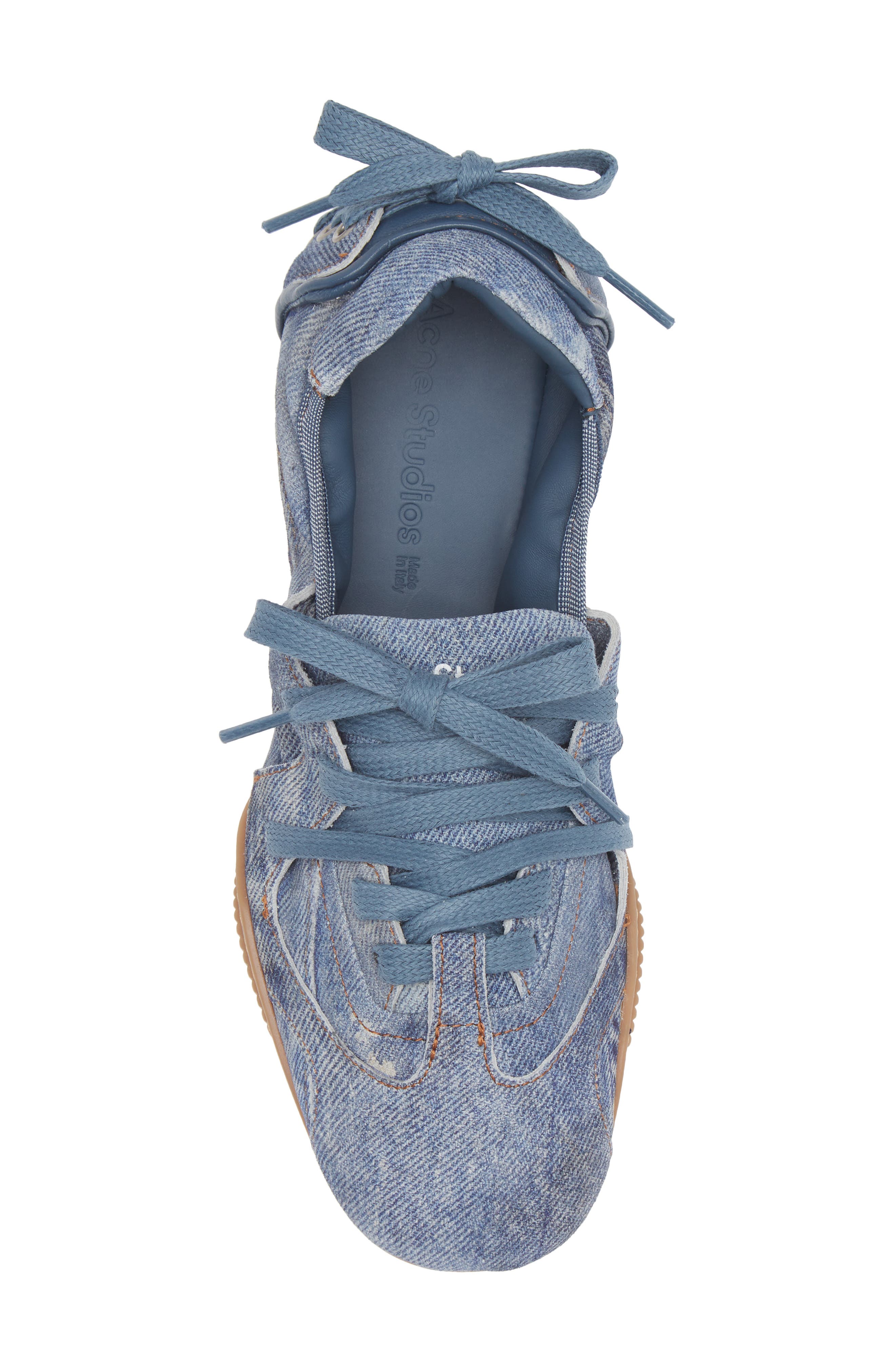 Acne Studios Bilaria Denim Effect Leather Low Top Sneaker, Alternate, color, Light Blue
