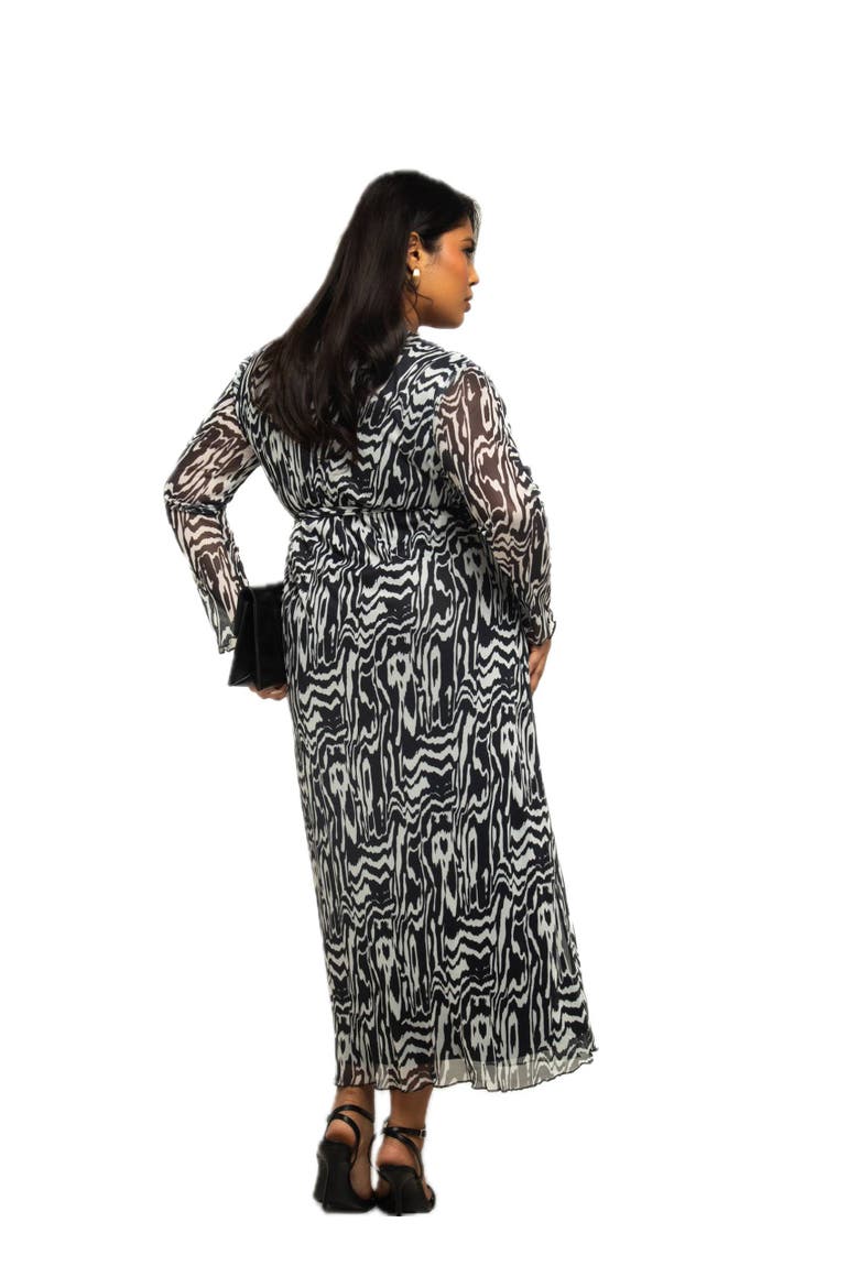 Monochrome Print Midaxi Dress With Slit, Alternate, color, Black