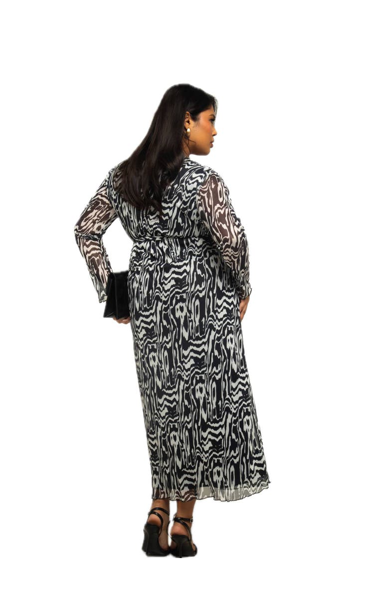 FASHION-SZN CURVE Monochrome Print Midaxi Dress With Slit, Alternate, color, Black