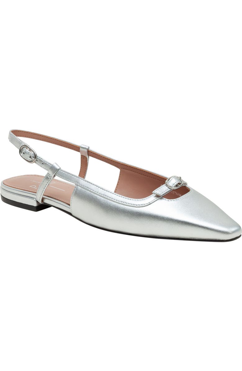 Linea Paolo Cassidy Pointed Toe Slingback Flat, Main, color, Silver