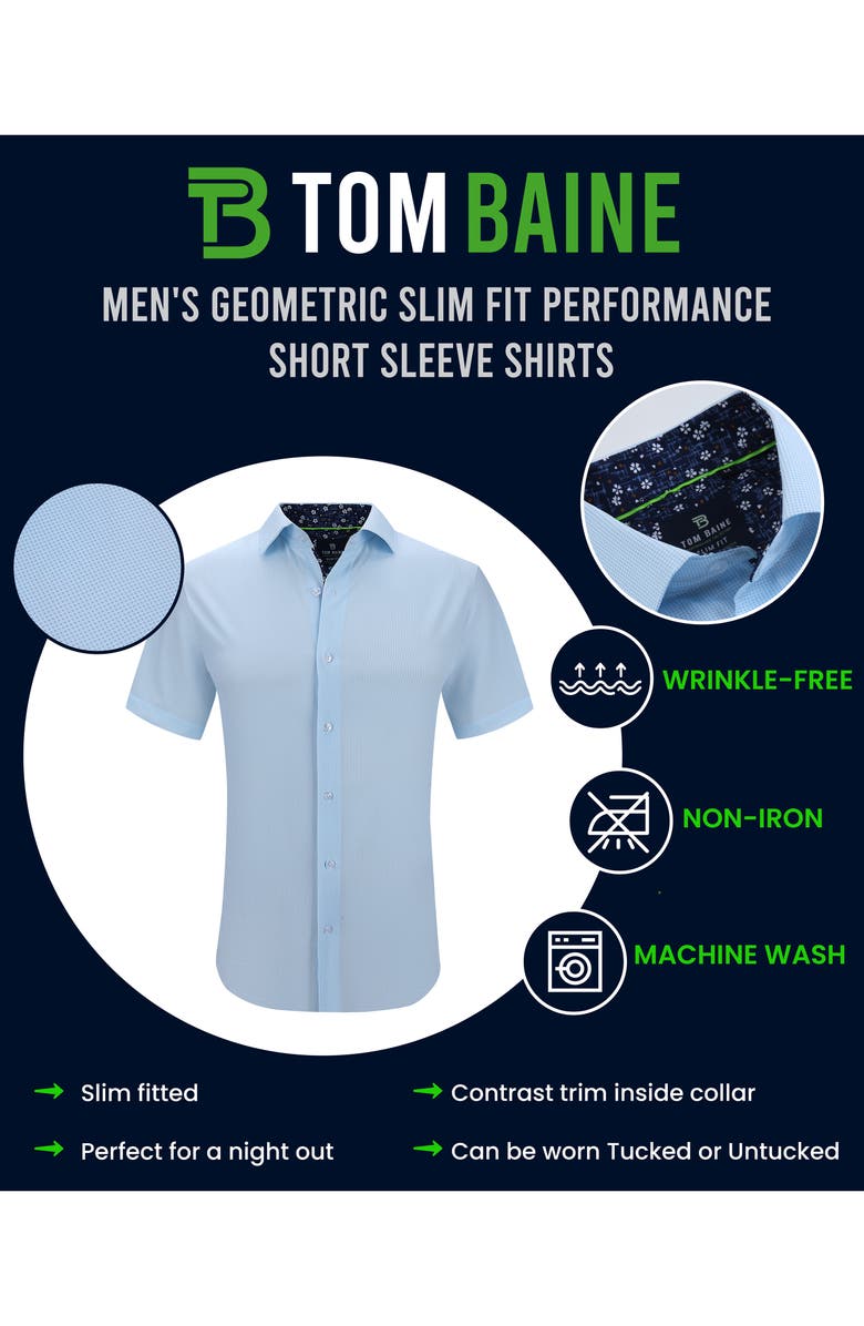 TOM BAINE Slim Fit Performance Short Sleeve Button-Up Shirt, Alternate, color, Dark Red