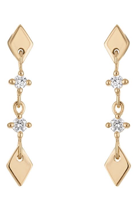 Shine 14k Gold Diamond Drop Earrings