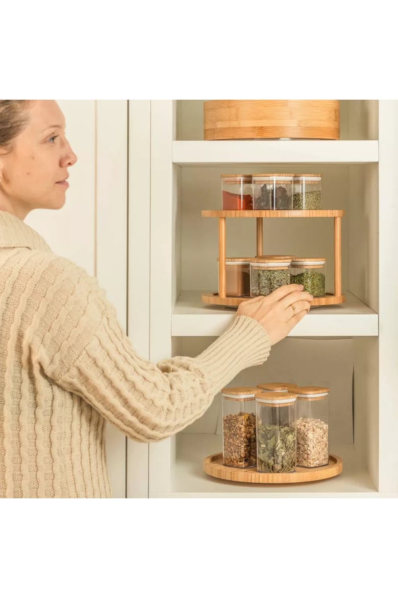 Clear Stackable Airtight Food Storage Container Set with Wood Lid 8 Piece, Alternate, color, Clear