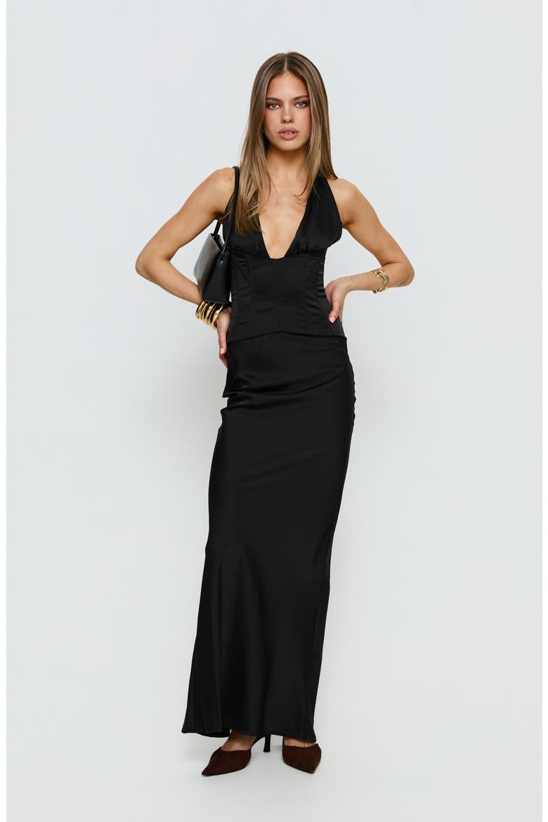 In a Trance Corset Halter Gown, Alternate, color, BLACK