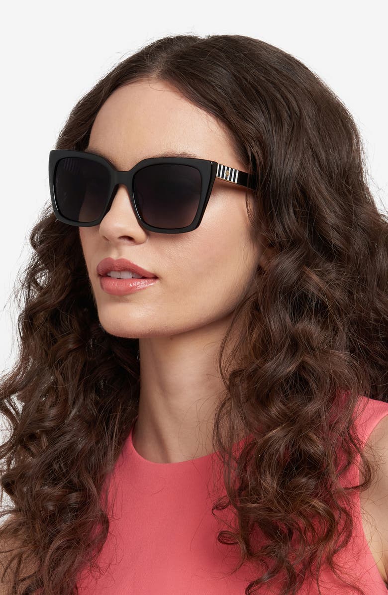Kate Spade New York lilah 55mm gradient square sunglasses, Alternate, color, Black/ Dark Grey Sf