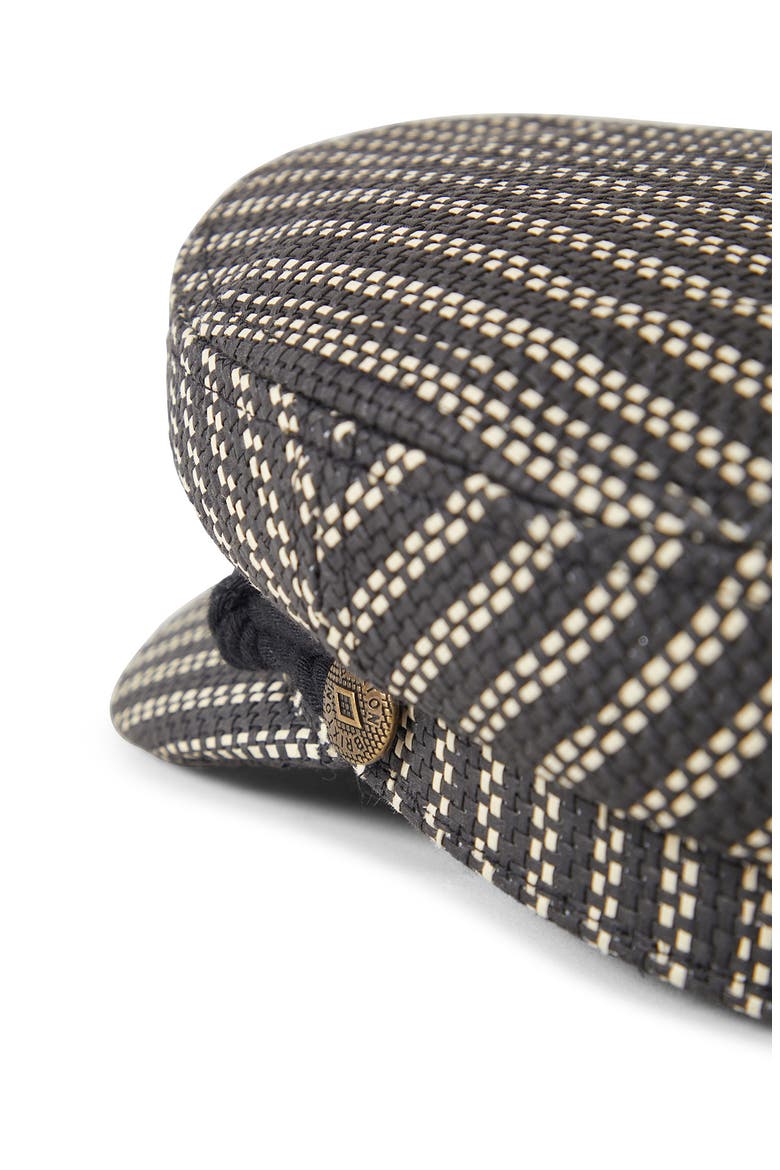 Woven Straw Fiddler Cap, Alternate, color, BLACK/ NATURAL STRAW