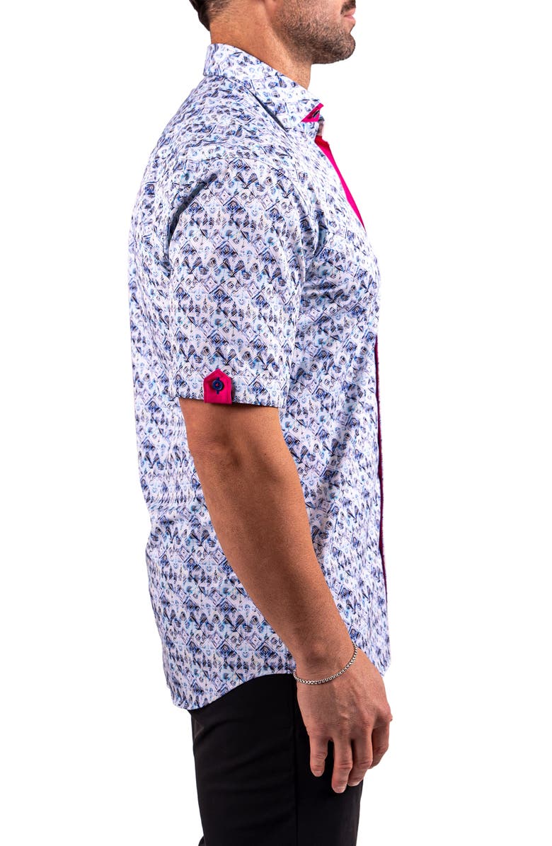 Maceoo Galileo Resistance Geo Print Short Sleeve Button-Up Shirt, Alternate, color,