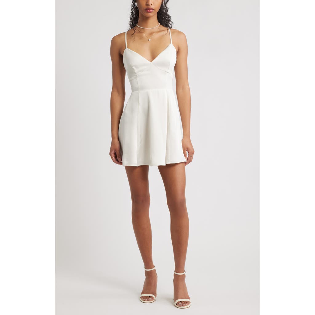 Bp. Lace-up Satin Minidress In White