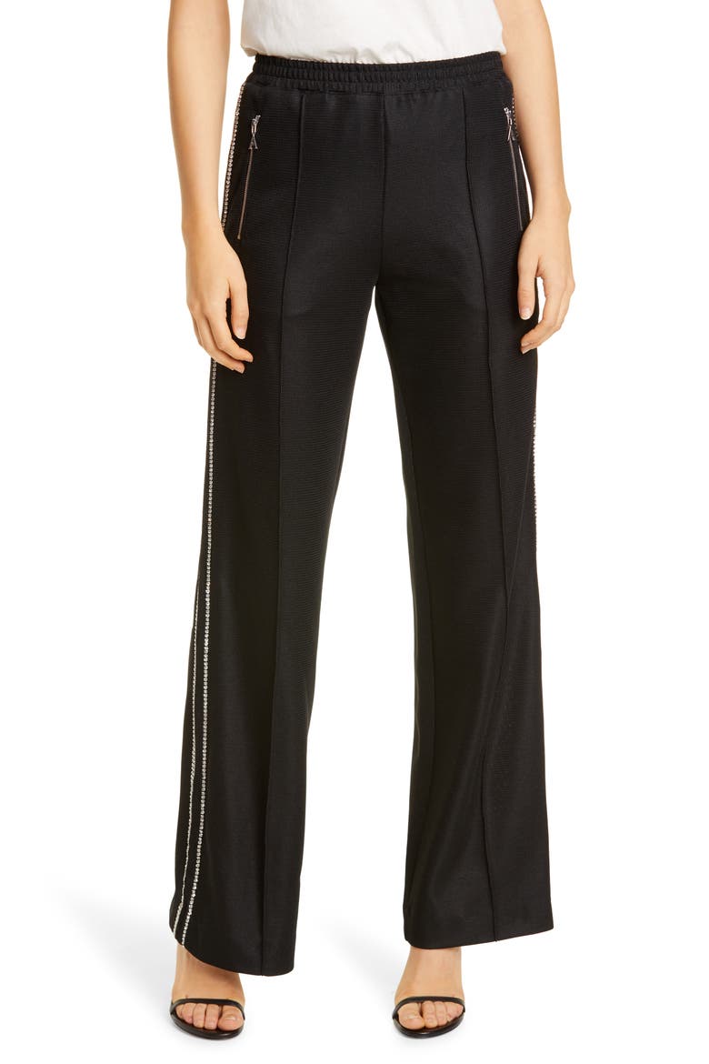 Crystal Trim Track Pants, Main, color, BLACK
