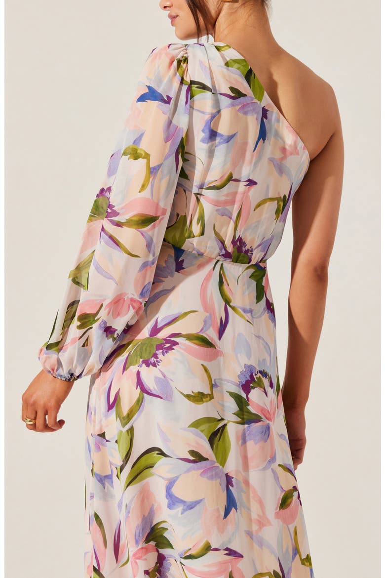 Sandersonia Floral Print Asymmetric Dress, Alternate, color, PINK FLORAL