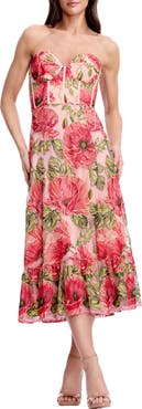 Dress the Population Carina Floral Embroidered Strapless Cocktail Dress