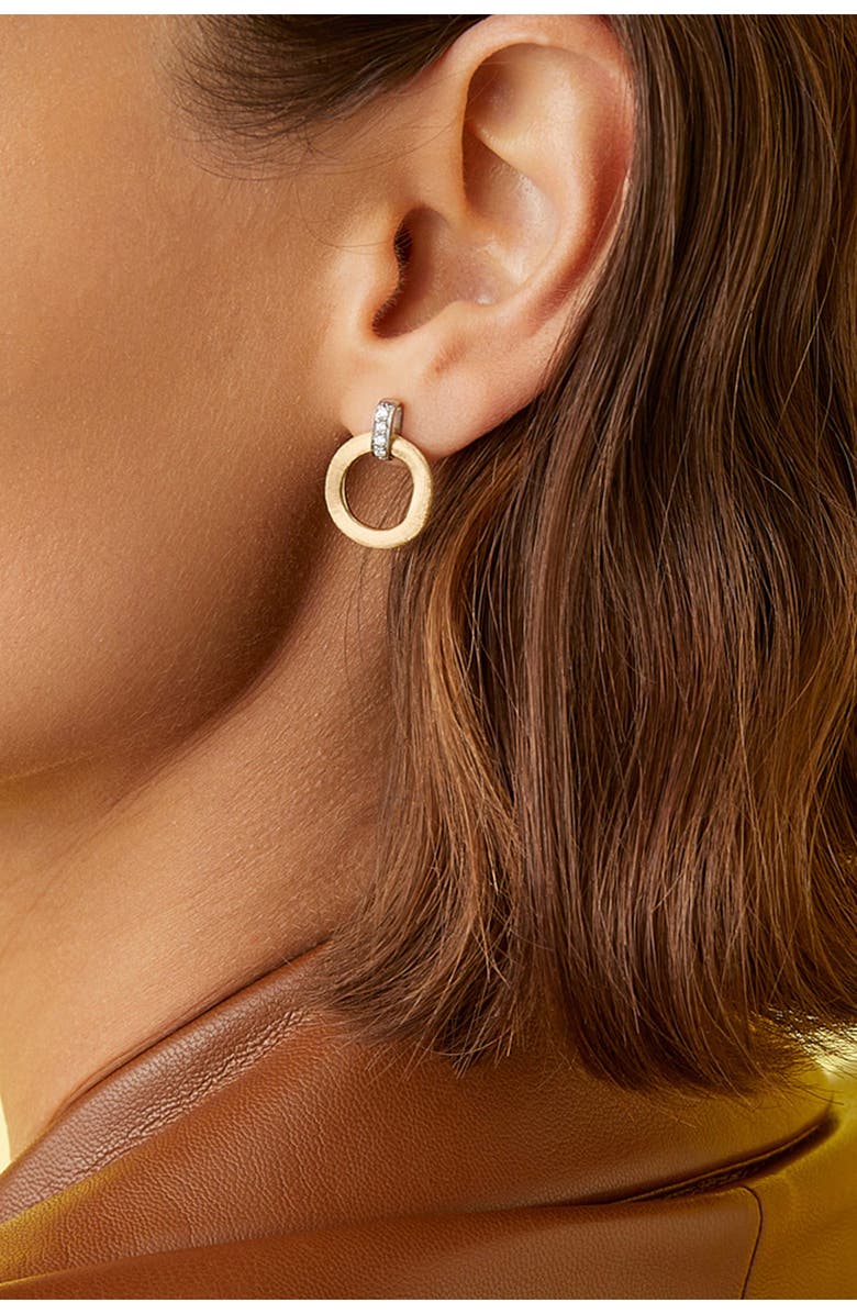 Marco Bicego Jaipur Gold 18K Drop Earrings with Diamonds, Alternate, color, Yellow Gold