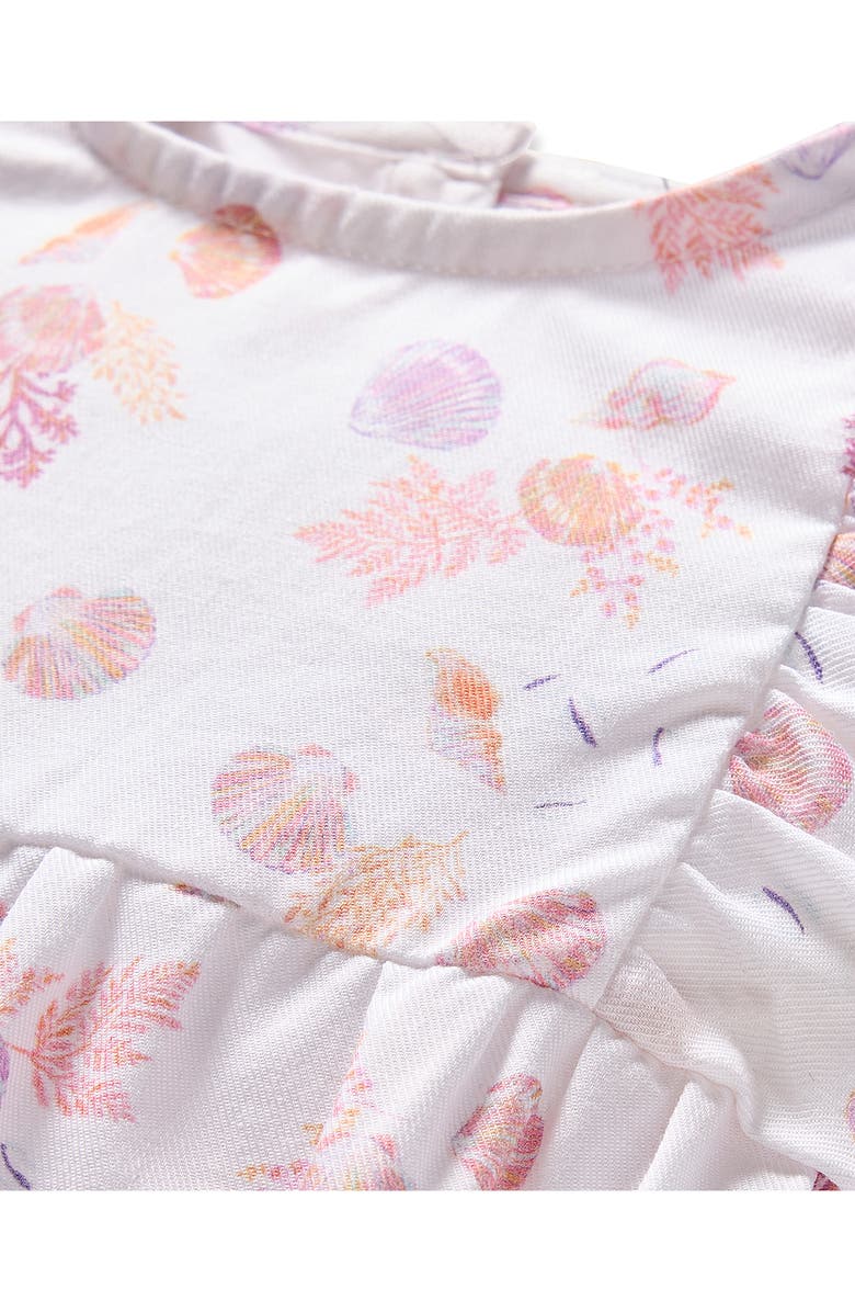Petite Plume Shell Print Bubble Romper, Alternate, color, White