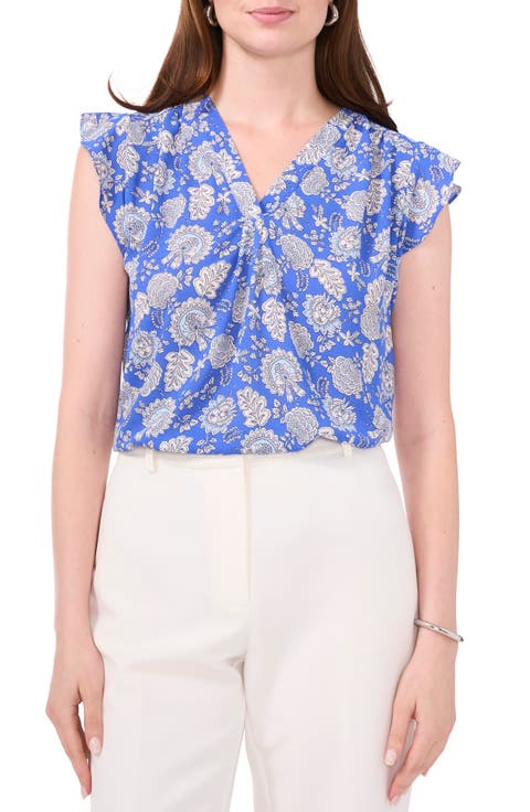 Print Flutter Sleeve Blouse