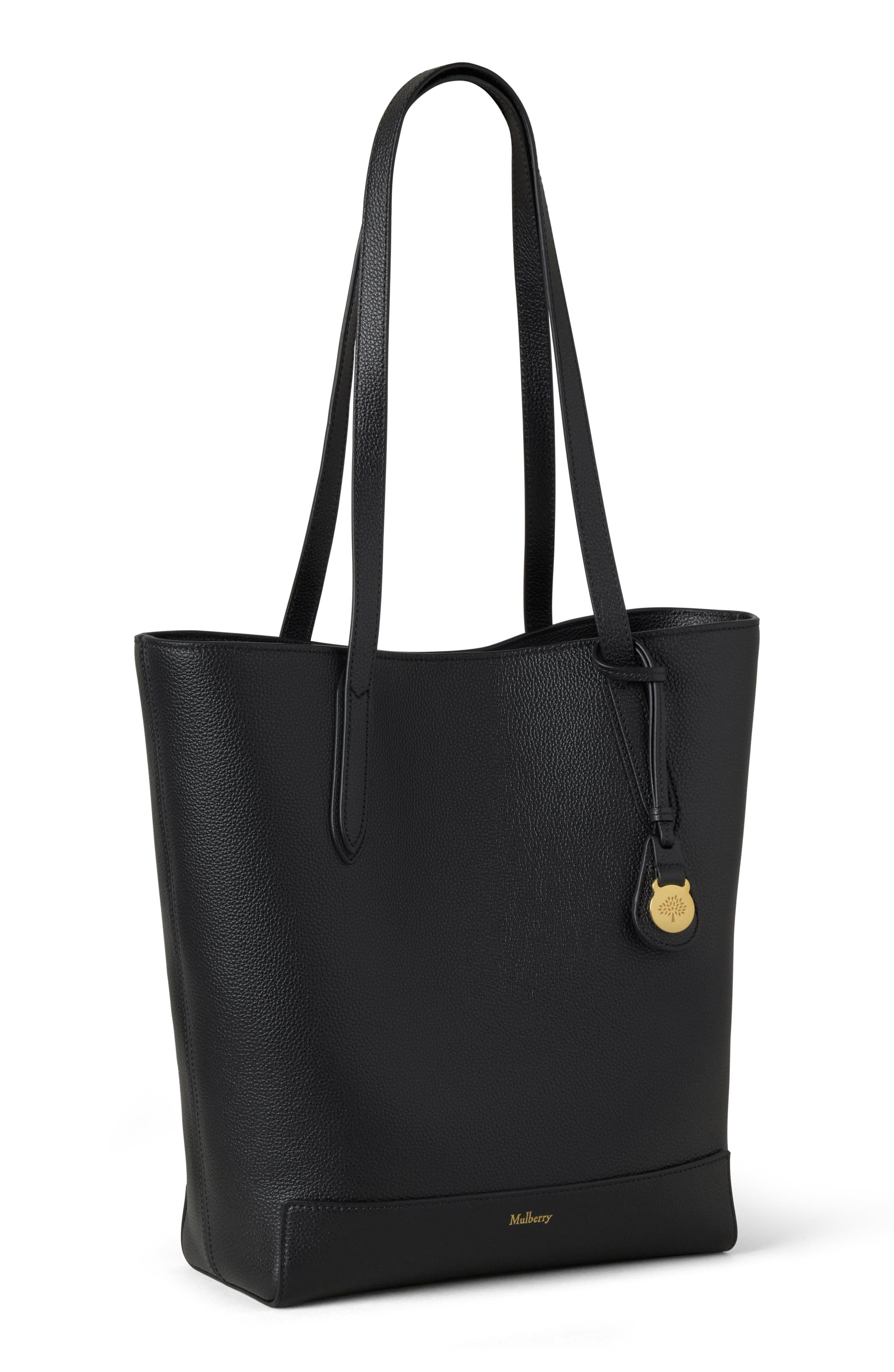 Mulberry North/South Leather Shopper Tote, Alternate, color, Black