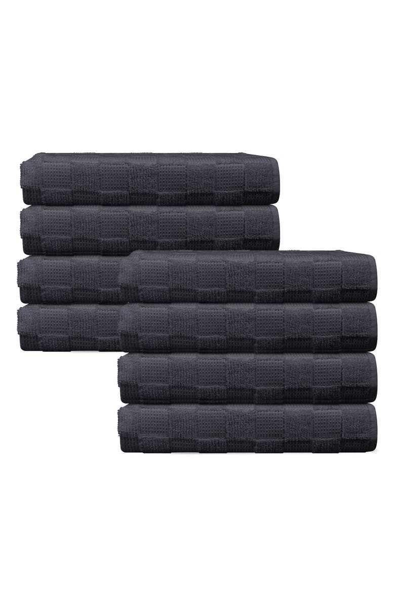DePera Waffle Terry 8-Piece Turkish Cotton Washcloths, Main, color, Anthracite