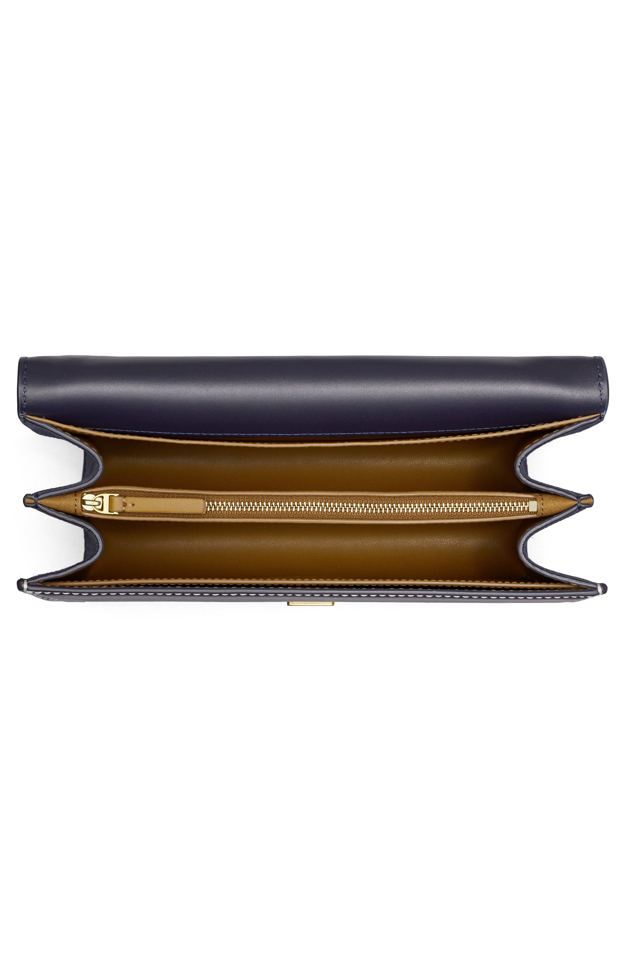T Monogram Leather Shoulder Bag, Alternate, color, MIDNIGHT