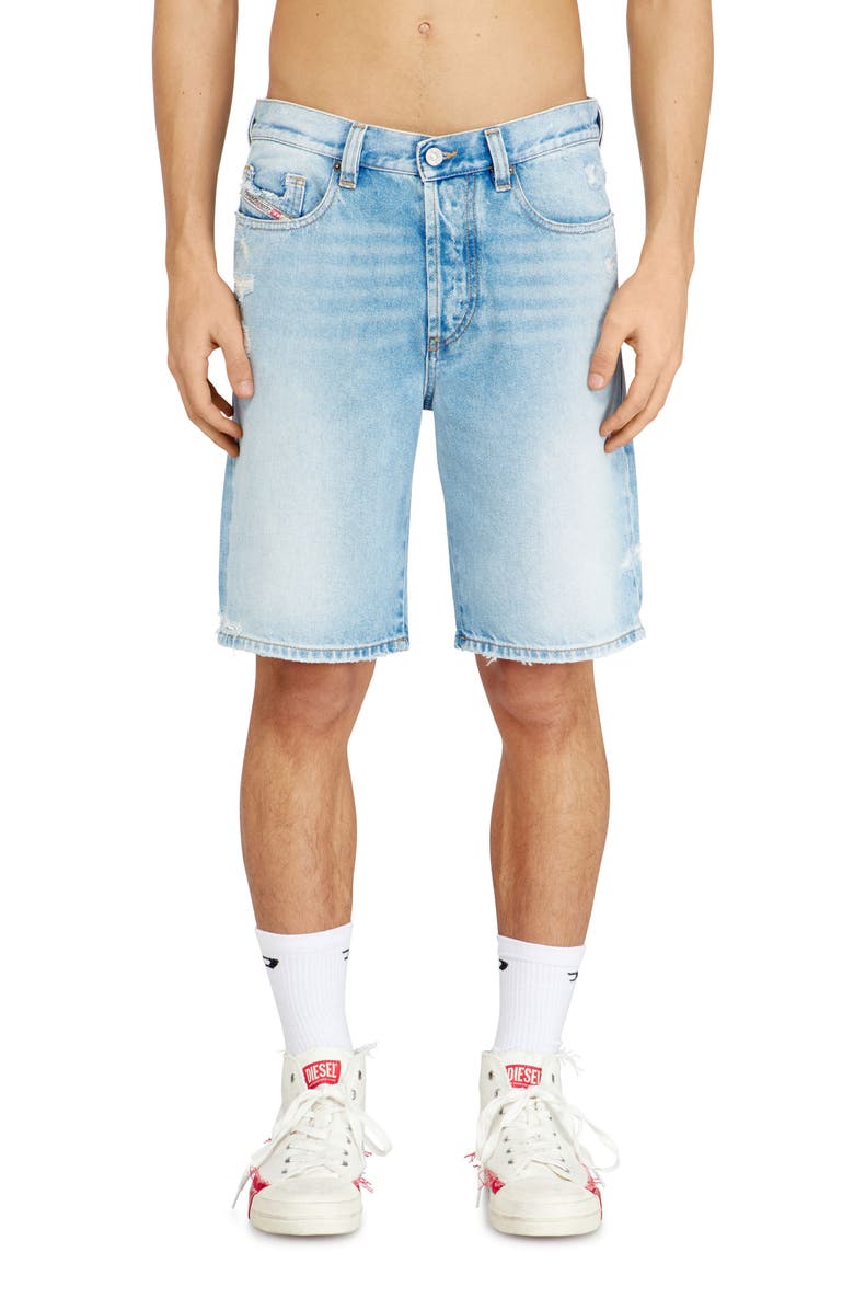DIESEL<sup>®</sup> Regular-Short Distressed Denim Shorts, Main, color, Denim