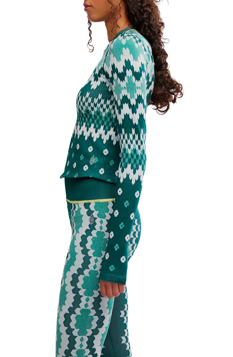 FP Movement by Free People Myoko Jacquard Layer T-Shirt, Alternate, color, Evergreen Isle Knit