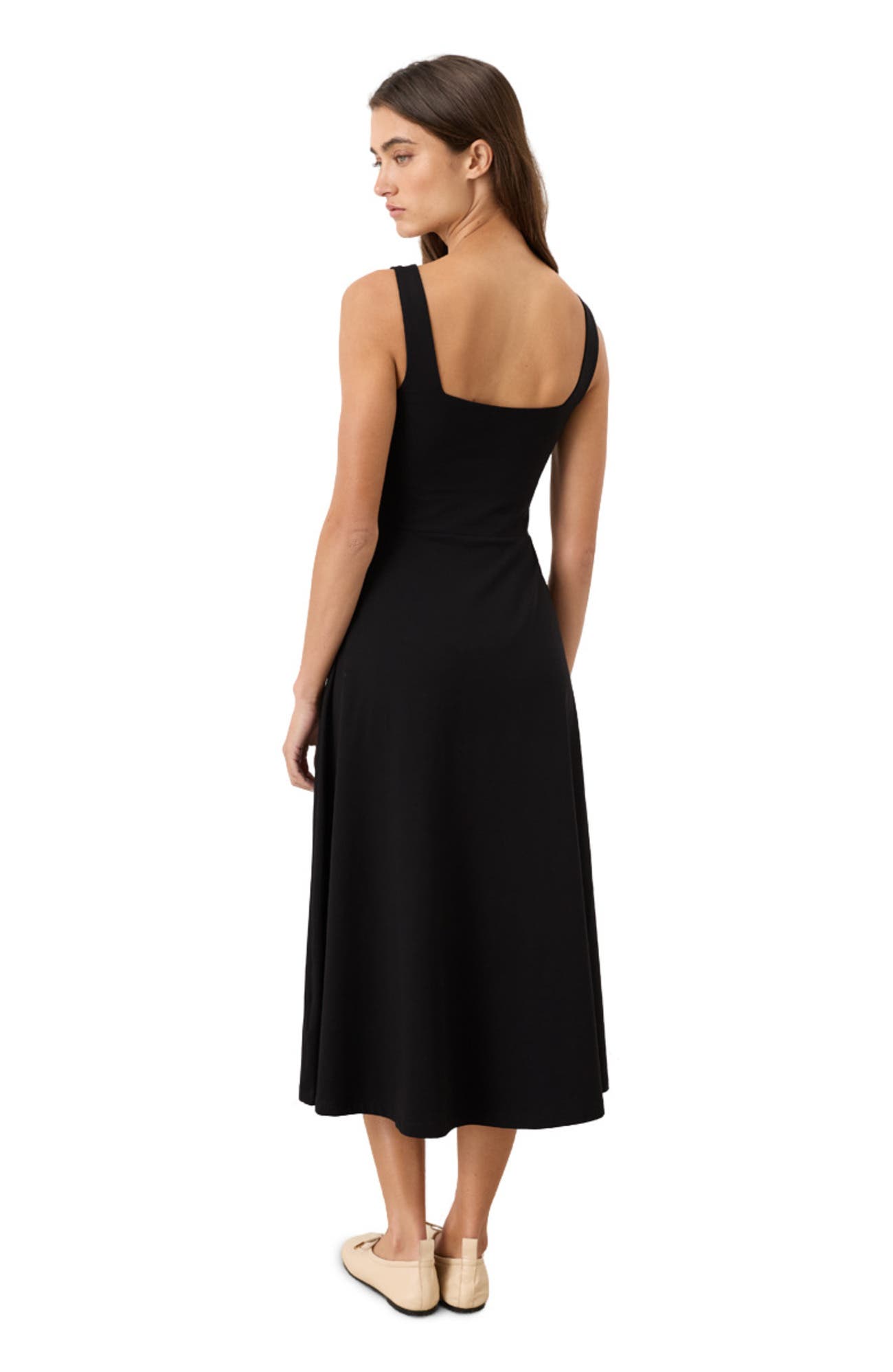 square fit and flare dress Express Women's Square Neck Long Sleeve Fit And Flare Mini Dress With Pockets in Purple Medium