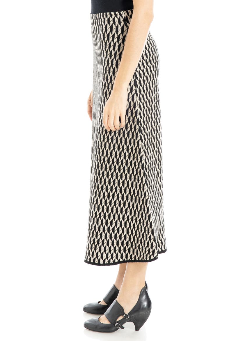 A-Lined Midi Sweater Skirt, Alternate, color, BLACK/ BONE LEAF