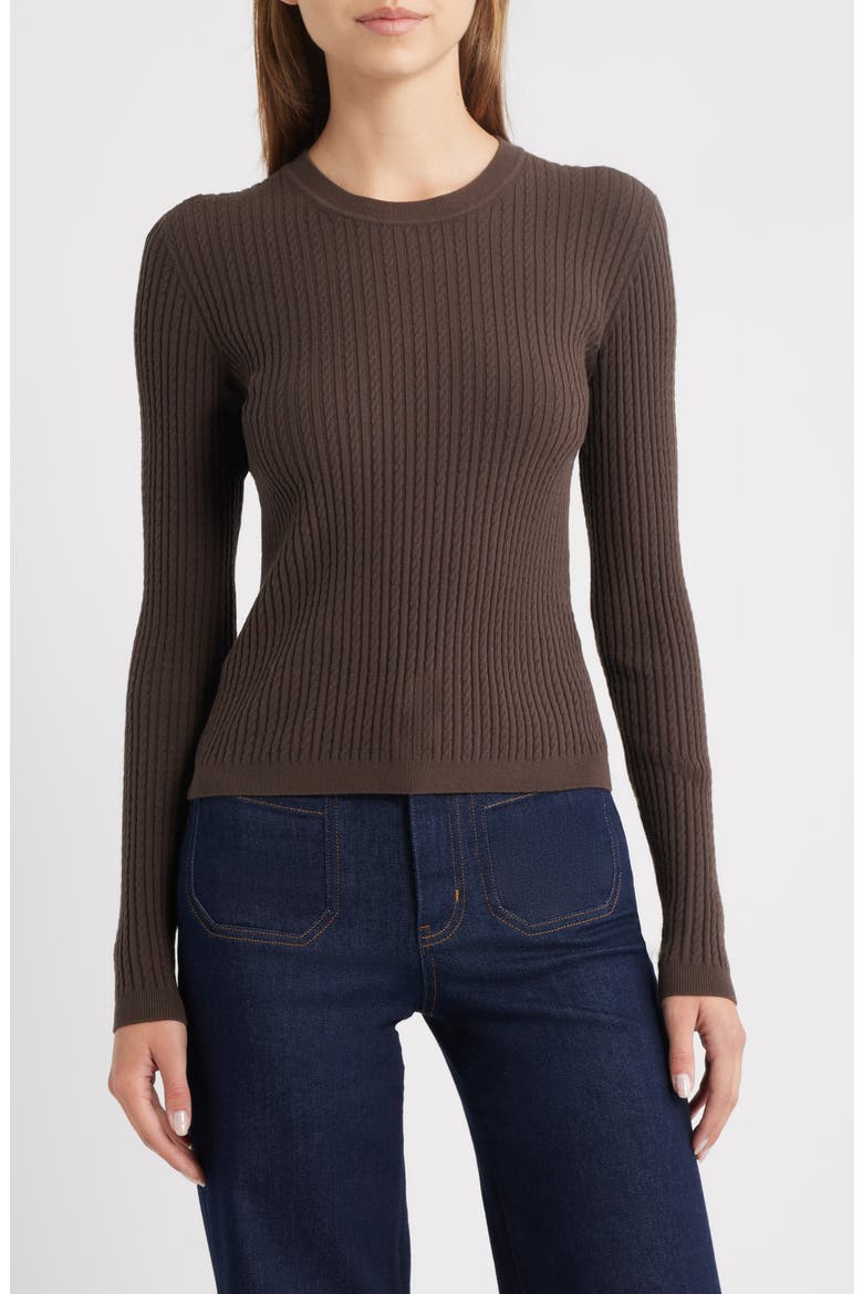 The Fine Cable Sweater, Main, color, COFFEE