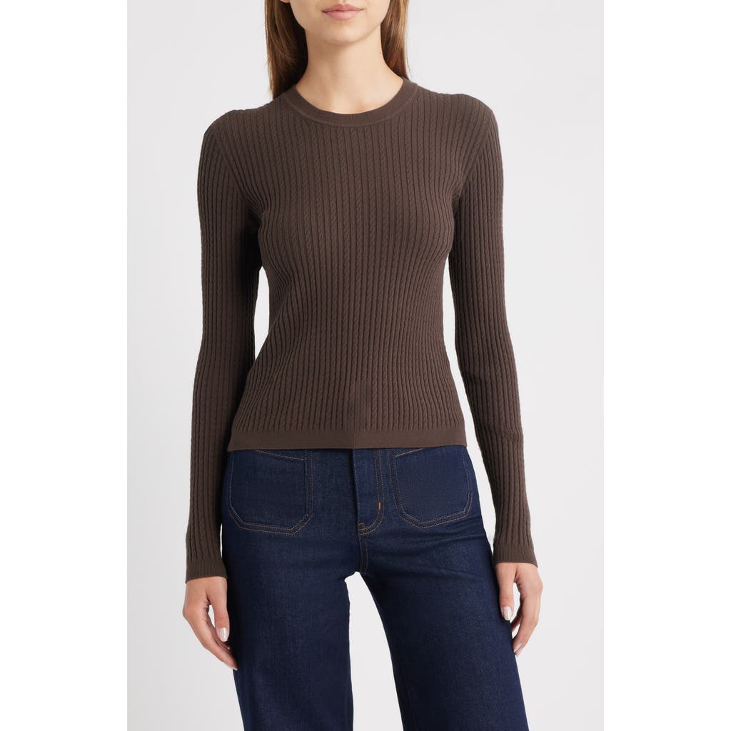 Frame The Fine Cable Sweater In Brown