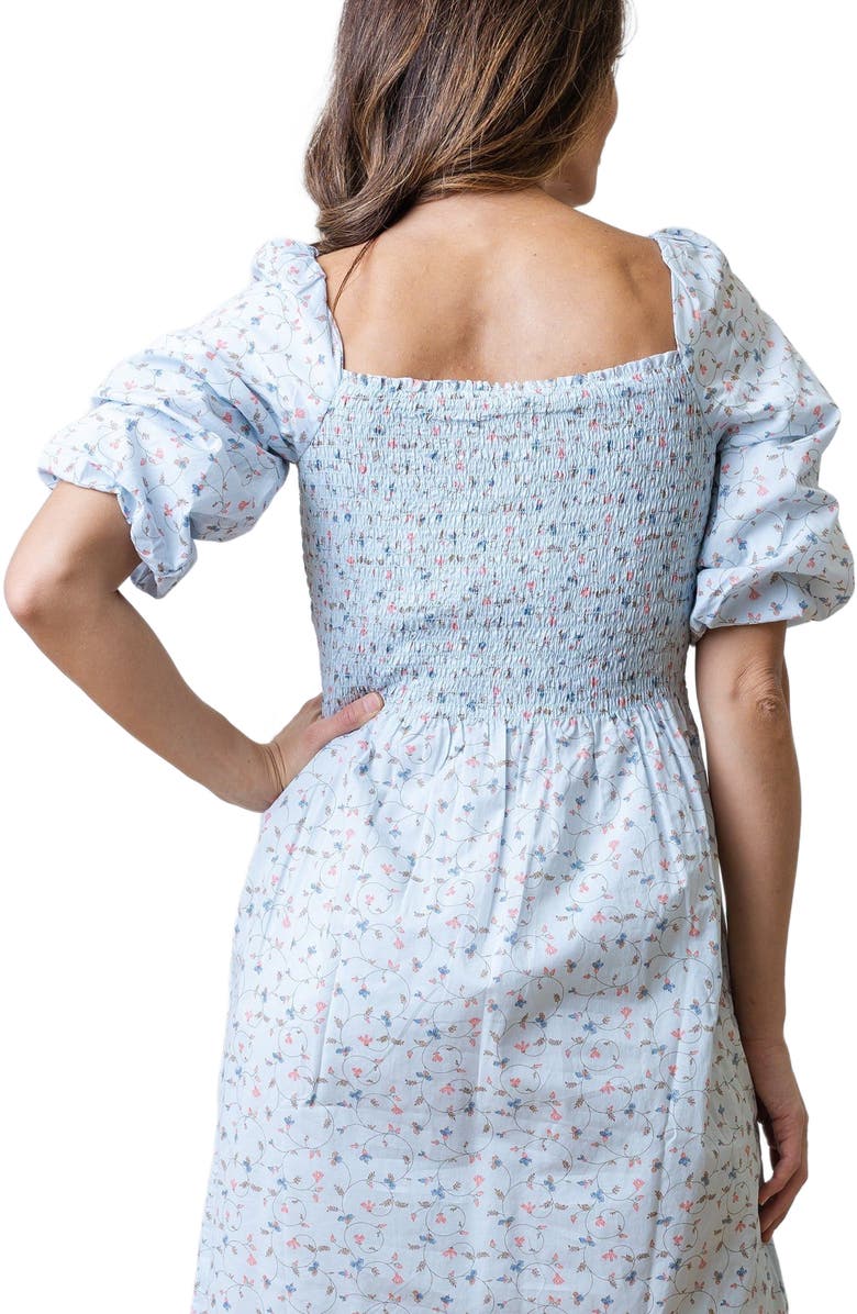 Hope & Henry Women's Organic Smocked Bubble Sleeve Dress, Alternate, color, 