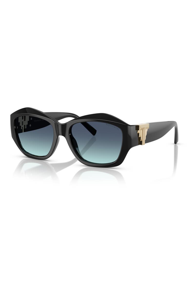 54mm Gradient Pillow Sunglasses, Alternate, color, BLACK / AZURE GRADIENT BLUE