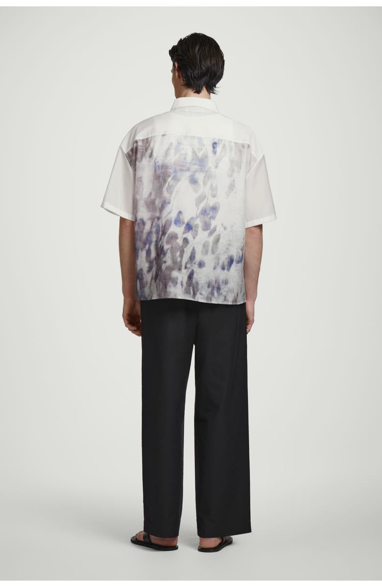 COS Relaxed Short-Sleeved Printed Resort Shirt, Alternate, color, White / Leaf Print