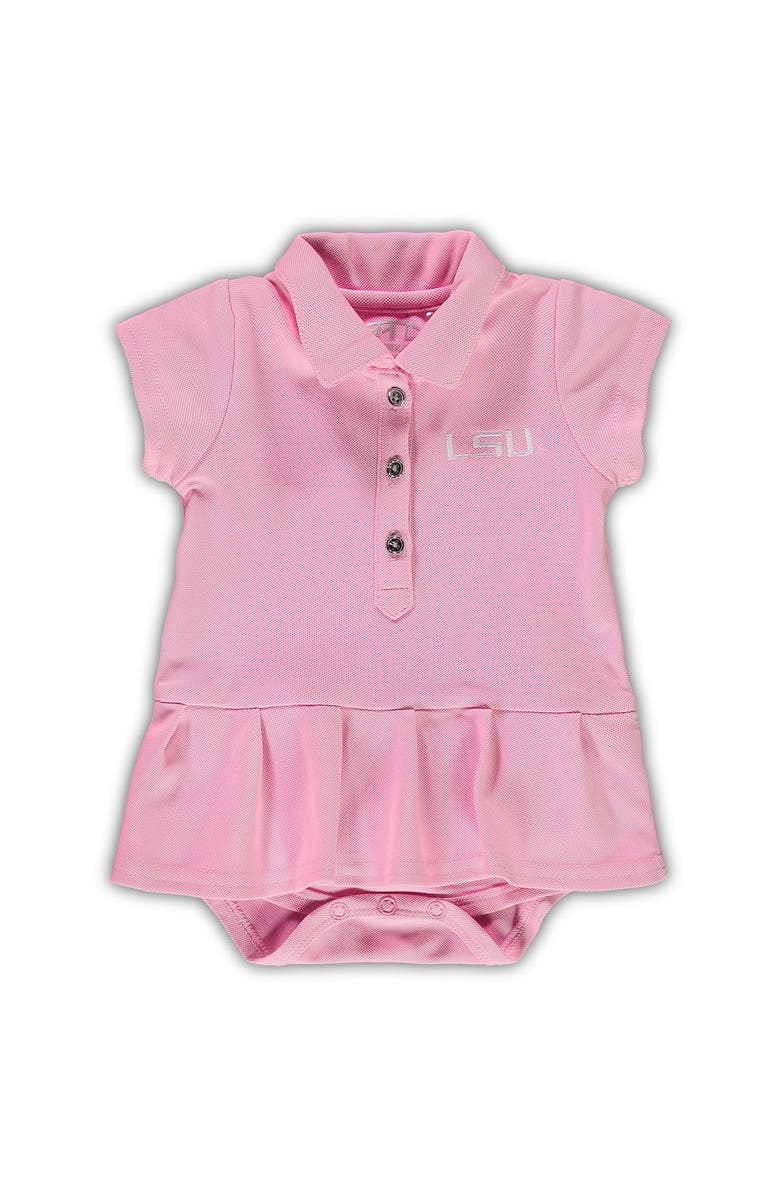 GARB Girls Infant Garb Pink LSU Tigers Caroline Cap Sleeve Polo Bodysuit, Main, color, 