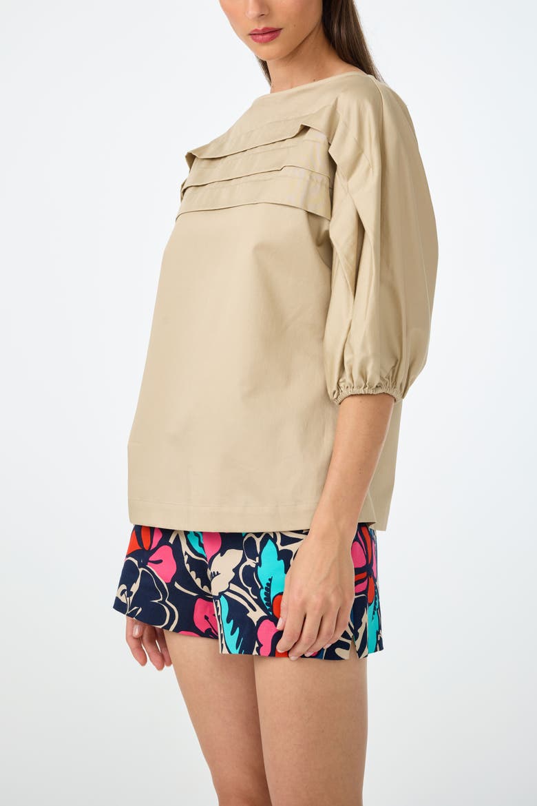 Grady Puff Sleeve Pleated Top, Alternate, color, Biarritz Beige