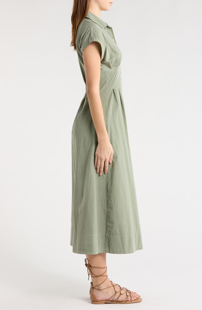 Marine Layer Arden Midi Shirtdress, Alternate, color, Olive/Navy Stripe