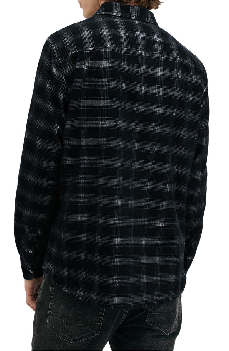 AllSaints Kink Plaid Button-Up Shirt, Alternate, color, Navy Blue