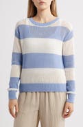 beachlunchlounge Tresa Stripe Crochet Crewneck Sweater