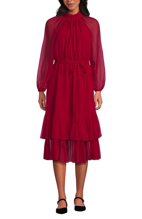 Crinkle Chiffon Ruffle Dress