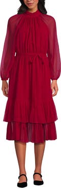 Lands' End Crinkle Chiffon Ruffle Dress
